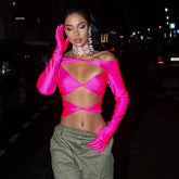 ALLA Hollow Out Long Sleeve TOP with GLOVES